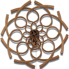 Kinetic Wall Art Sculpture Ornate Geometric - Hypnotic Wooden Decor for Office, 