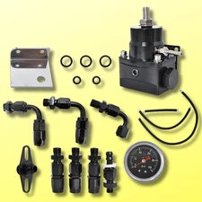 Fuel Pressure Regulator Kit Universal Adjustable+100psi Oil Gauge AN-6 Fitting