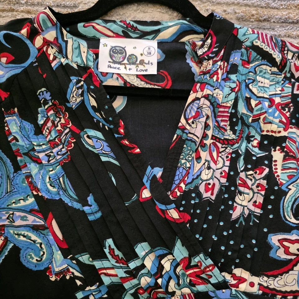 Mini robe décontractée à manches longues Peace and Love taille S Paisley... - Photo 3/4
