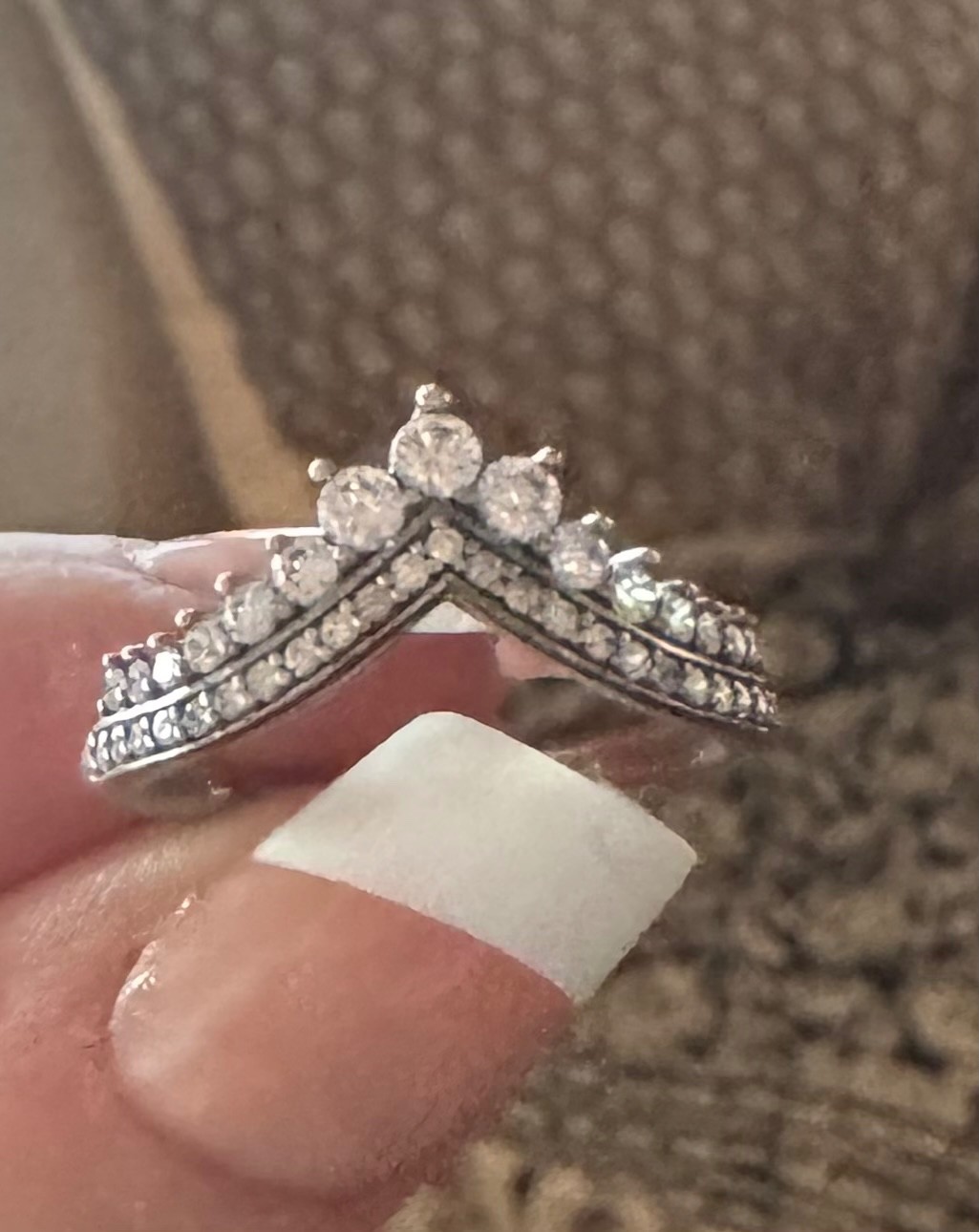 Pandora SILVER PRINCESS WISHBONE STACKABLE RING S… - image 2