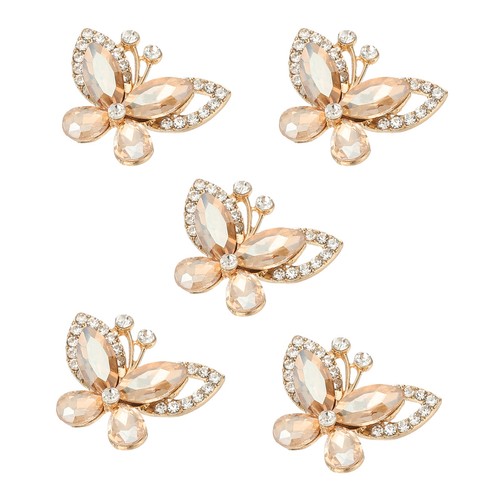 5Pcs Butterfly Rhinestone, Crystal Butterflies for Crafts, Champagne