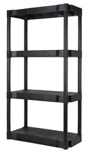 Black Plastic 4-Tier Shelving Unit, 280 Lb Capacity, 56.2X30X13.8 Inches