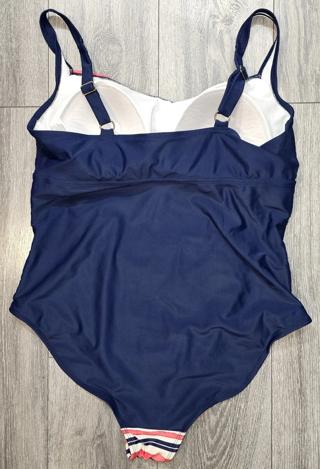 Ava & Viv One Piece Swim Bathing Suit Bra Ruched Red White Blue Women's Size 20W - Image 2 of 4