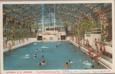 Crystal Garden Swimming Pool Victoria BC. Canada Postcard (10534)