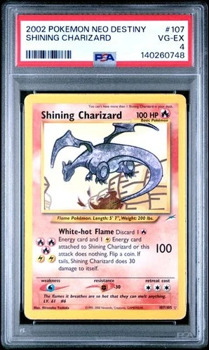 2002 Pokemon Neo Destiny Shining Charizard #107 Holo PSA 4