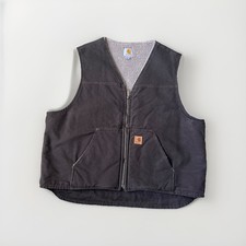 Carhartt 2XL Sherpa Lined Brown Duck Canvas Vest Vtg Full Zip Hunting Fishing