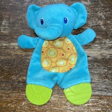 Bright Starts Baby Teether Blue Green Crinkle Elephant Toy Soft Plush Lovey