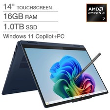 Lenovo IdeaPad 5 2-in-1 14" Touchscreen Copilot PC, AMD Ryzen AI 7, 83KT001YUS