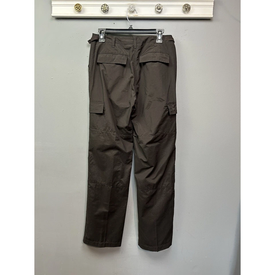 New York & Co Pants Womens size 8 Brown Embroidered Straight Nylon Floral Y2K - Image 2 of 4