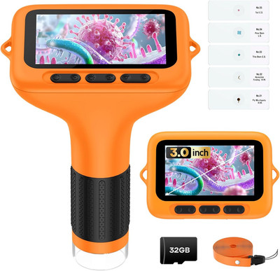 3'' Screen Digital Microscope for Kids: 1000X Rechargeable Mini Pocket Portable M