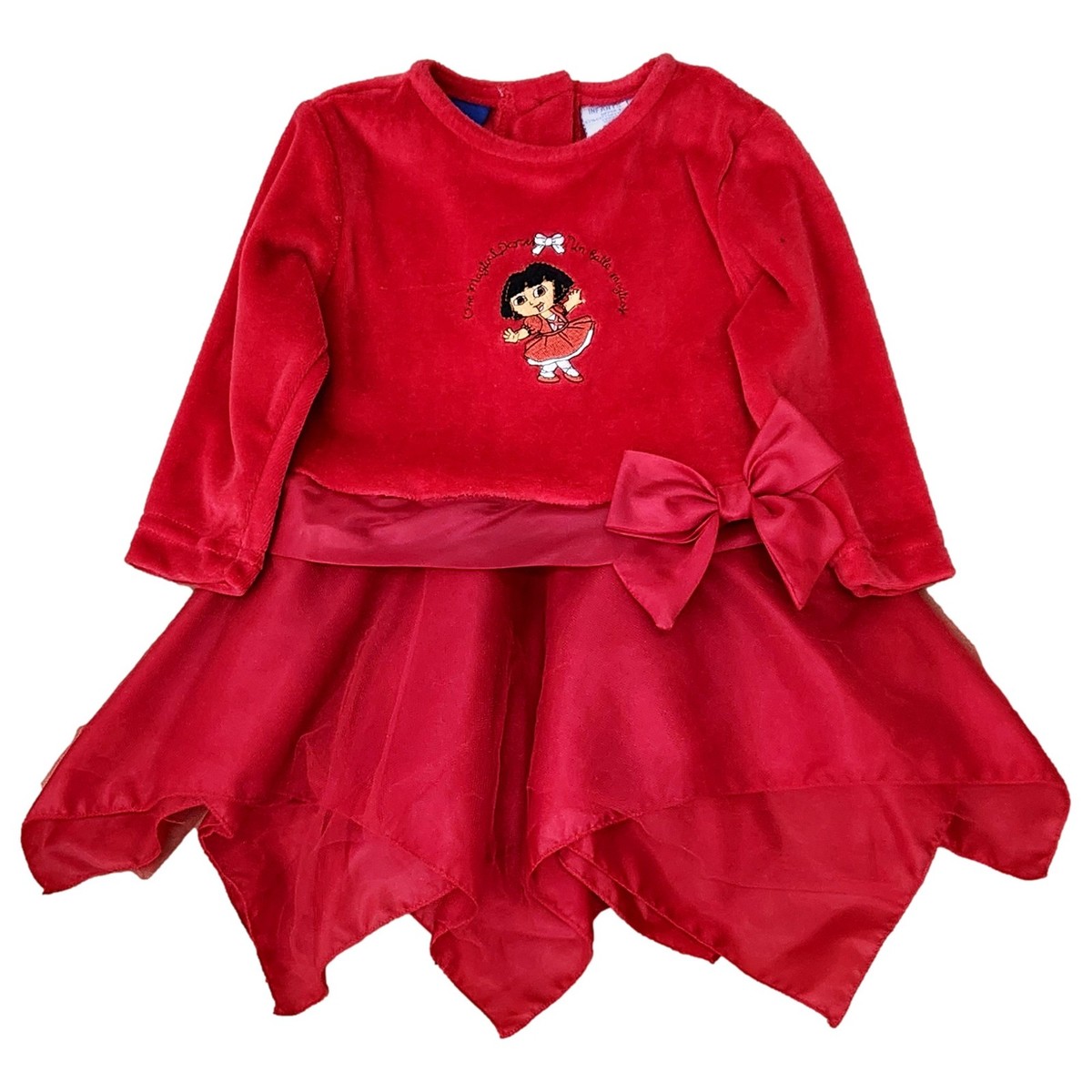 Infant Girls Red Velour Dora The Explorer Holiday Christmas Dress 12 Months