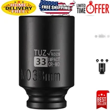 Professional 1/2" Drive CR-MO Deep Socket, 33mm with 6-Point Design for Easy Use