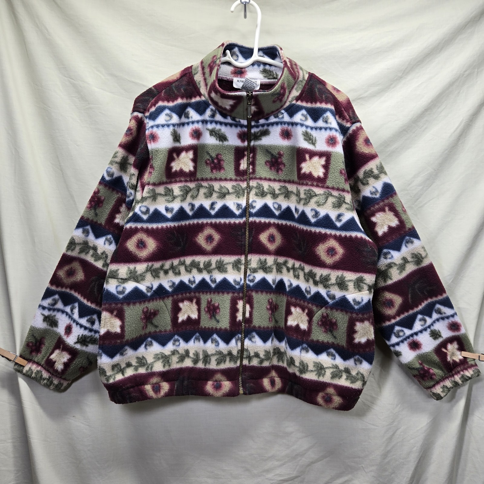 Vintage Alfred Dunner Fall/Aztec Full-Zip Fleece Jacket Women's Large Petite