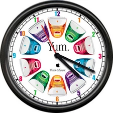 Apple Computer Dealer Yum Colorful Desktop Art Sign Wall Clock