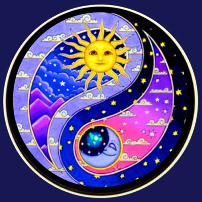 DAY NIGHT SUN MOON PAGAN CELESTIAL YANG Pendant 925 Sterling Silver 22'' Necklace