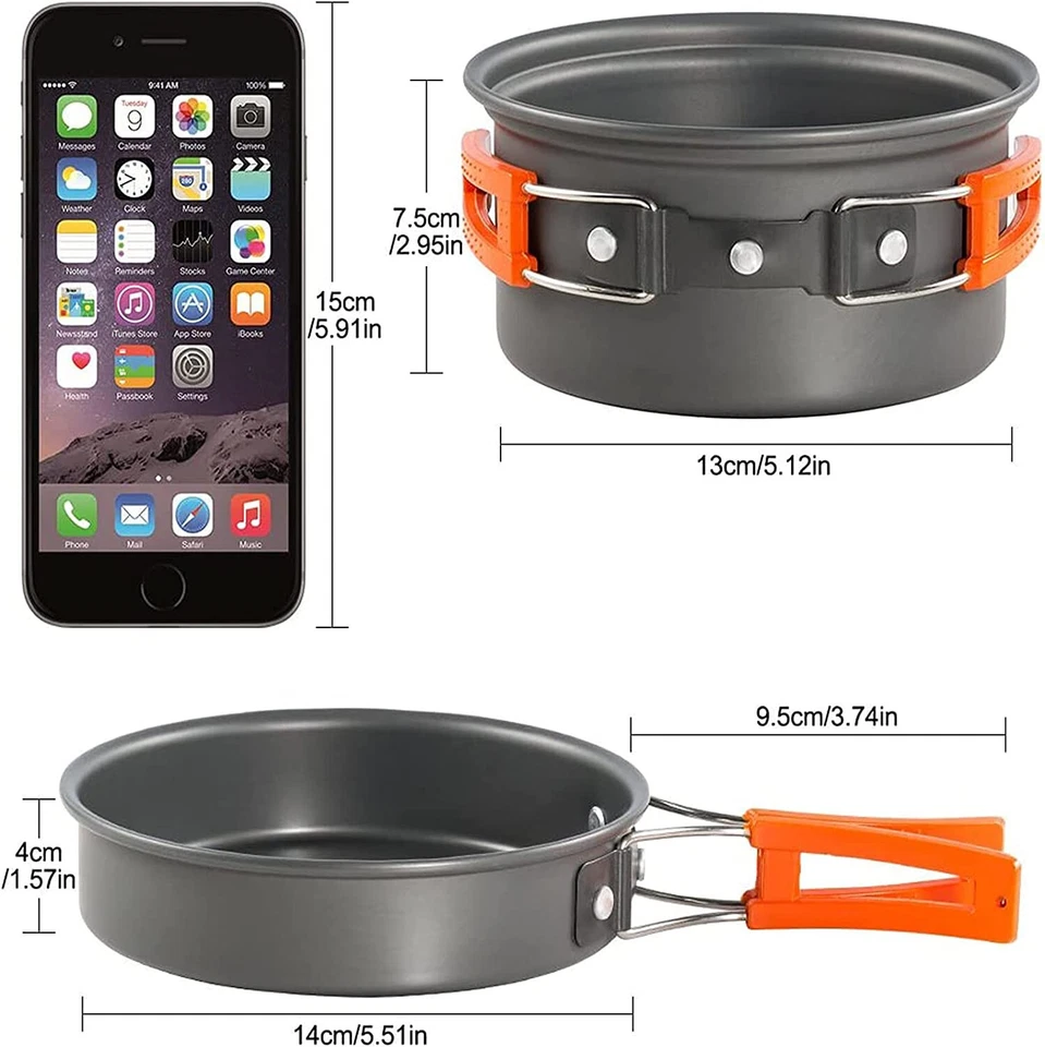 Camping Angel Outdoor Backpack Mini Kochgeschirr Set 9-teilig Aluminium Kochtopf - Bild 3 von 4