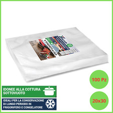 100 Sacchi sacchetti per sottovuoto alimenti goffrati sotto vuoto goffrate 20x30