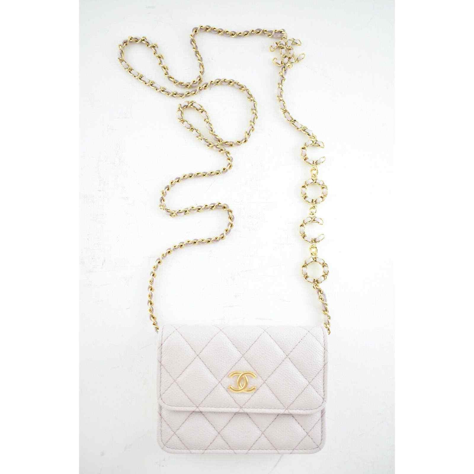 Chanel 21B Purple Caviar Mini Wallet On Chain Gold COCO Shoulder Crossbody  Bag