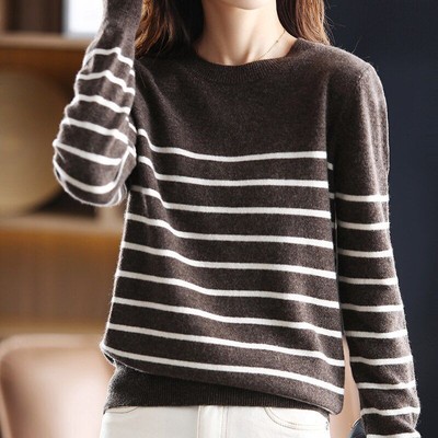 Wool Sweater Women Pullover Striped 