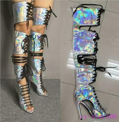 peep toe gladiator boots