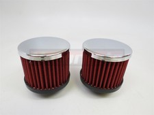 2x Chrome Push-in Valve Cover Breather 3 Red Washable Chevy Ford Sbc Bbc 1-14