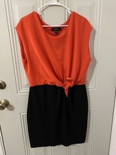 Karen Kane XL Dress Sleeveless Coral Orange Black i46