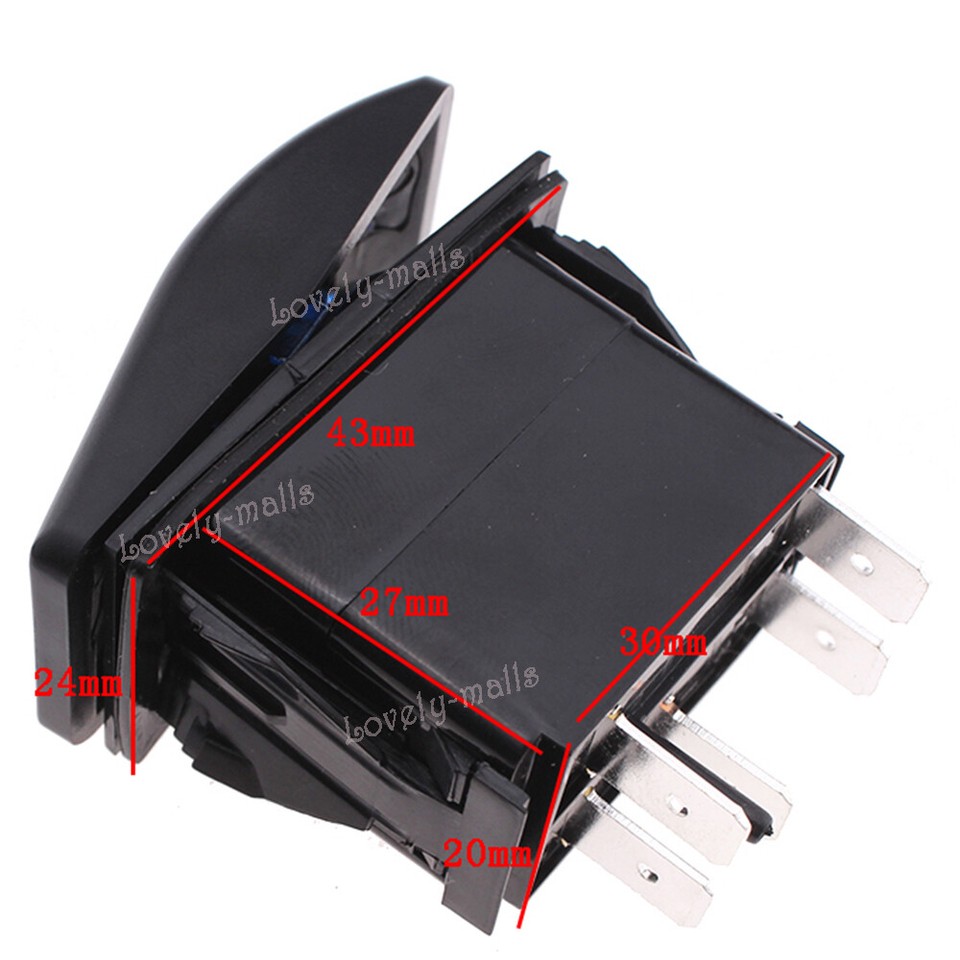 LIGHTED WHIP Blue LED Toggle Rocker Laser Switch 5PIN ON-OFF Boat ...