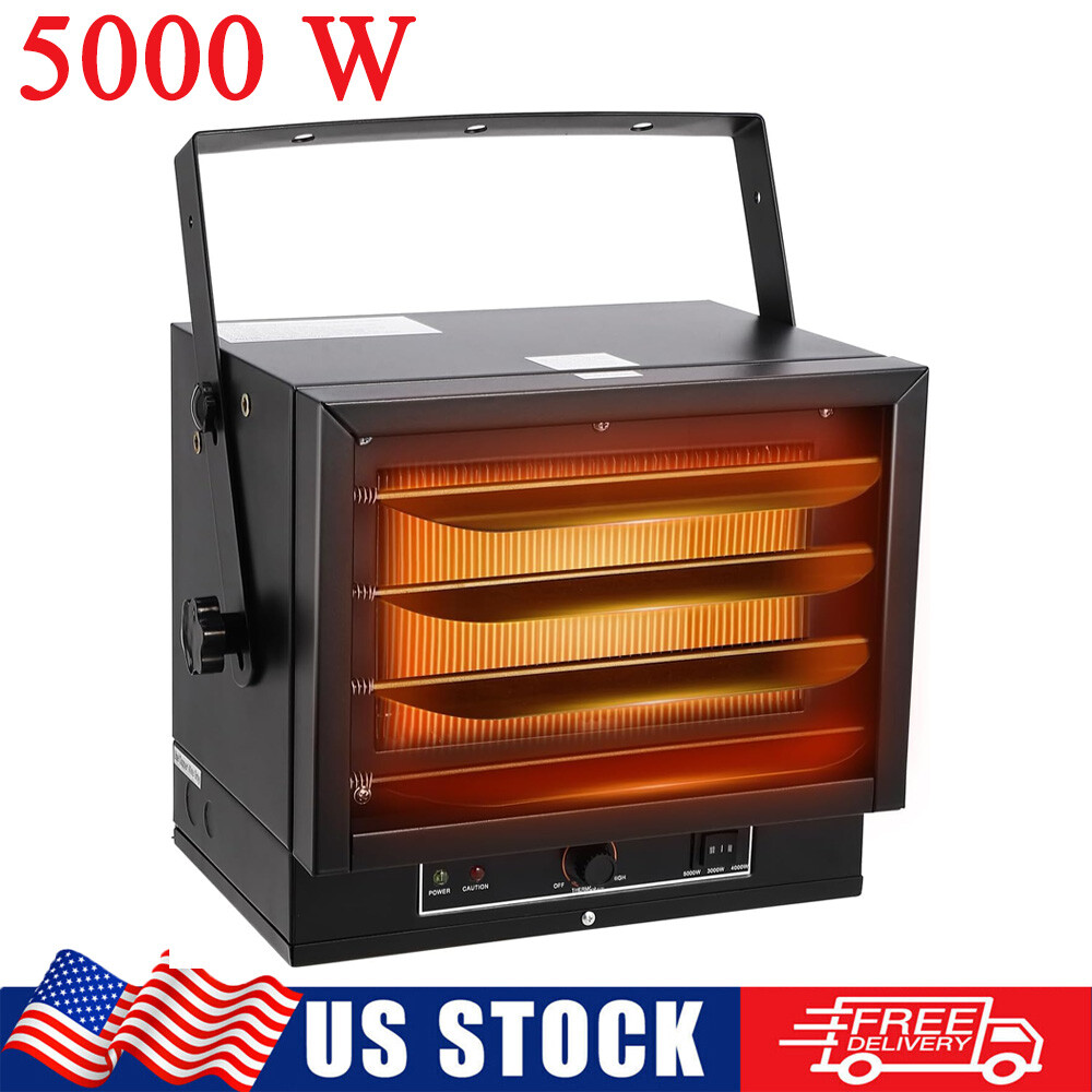 5000W Electric Garage Heater 17065 BTU Forced Air Wall Warmer 240V with 8H Timer