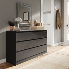 Wooden Chest of 6 Drawers Bedroom Furniture Storage Bedside Table Modern Cabinet