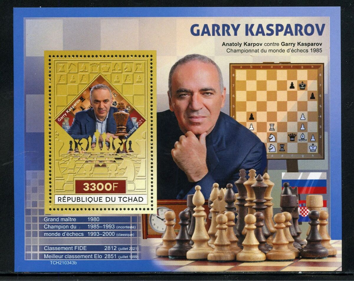 CHAD 2021 GARRY KASPAROV CHESS SOUVENIR SHEET MINT NEVER HINGED