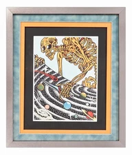 Risograph Print on Paper Pop Art Orange Skeleton Vintage Grateful Dead