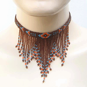 Collar gargantilla hecha a mano con cuentas de semillas marrones - Imagen 2 de 3
