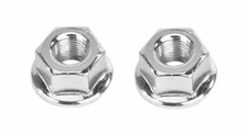 NEW! HUB AXLE NUT USED FOR THE FRONT WHEEL (SIZE 9X1MM) IN CHROME SOLD BY PAIR.