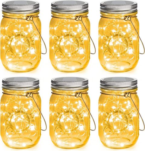 Mason Jar Solar Lights 30 Leds, 6 Pack Hanging Solar Lights Outdoor, Waterproof