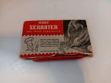 Vintage Huot Serrater & Meat Tenderizer Original Package Red Plastic Handle
