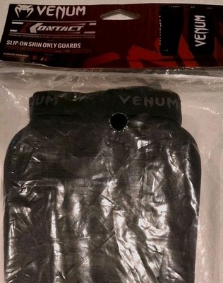 Venum Kontact Premium Slip-On Shin Only Guards - Black/Black Size LARGE TALL