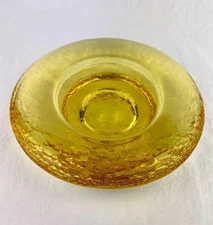 Fire and Light Art Glass Candle Holder Wine Bottle Stand Coaster Yellow Gold