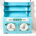 Vtg Wolverine Tin Litho Blue Ktchn Cabinet Toy Set 1950s Floral Rare Large ~20"H