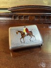 Rare 1894 Vesta Case Match Safe Silver Enamel Mr Jorrocks Grocer  Fox Hunter