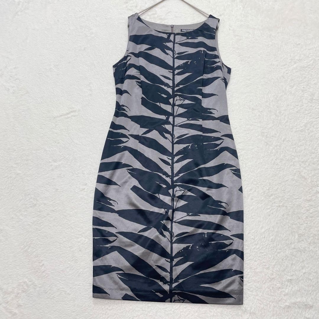 Marimekko Samu Jussi Koski Silk One Piece Dress Leaf Pattern Used