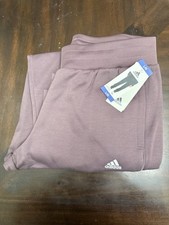 NEW Women's Adidas Purple Fleece Pants Tapered Leg Size Large