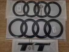 Gloss black front bumper tailgate grill rings emblems badges fits Audi TT MK3