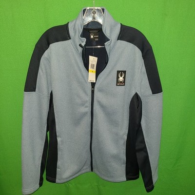B250) NWT SPYDER medium men's full zip light jacket pockets blue new