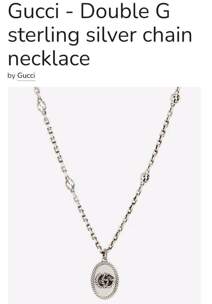 Gucci Sterling Aged Silver GG Marmont Pendant Chain Necklace Unisex V-DAY RARE thumbnail 2