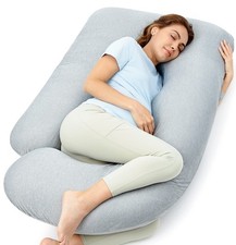 Momcozy Pregnancy Pillows with Cooling Cover, U-Shaped Full Body Maternity Pi...