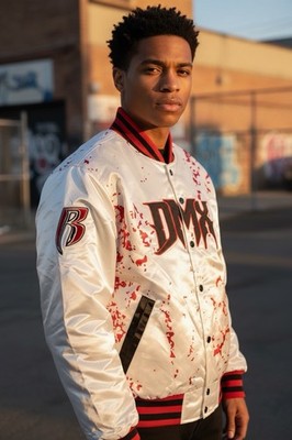 Headgear Classics DMX Jacket Mens Black Red Satin Bomber Hip Hop Rap Coat Size M