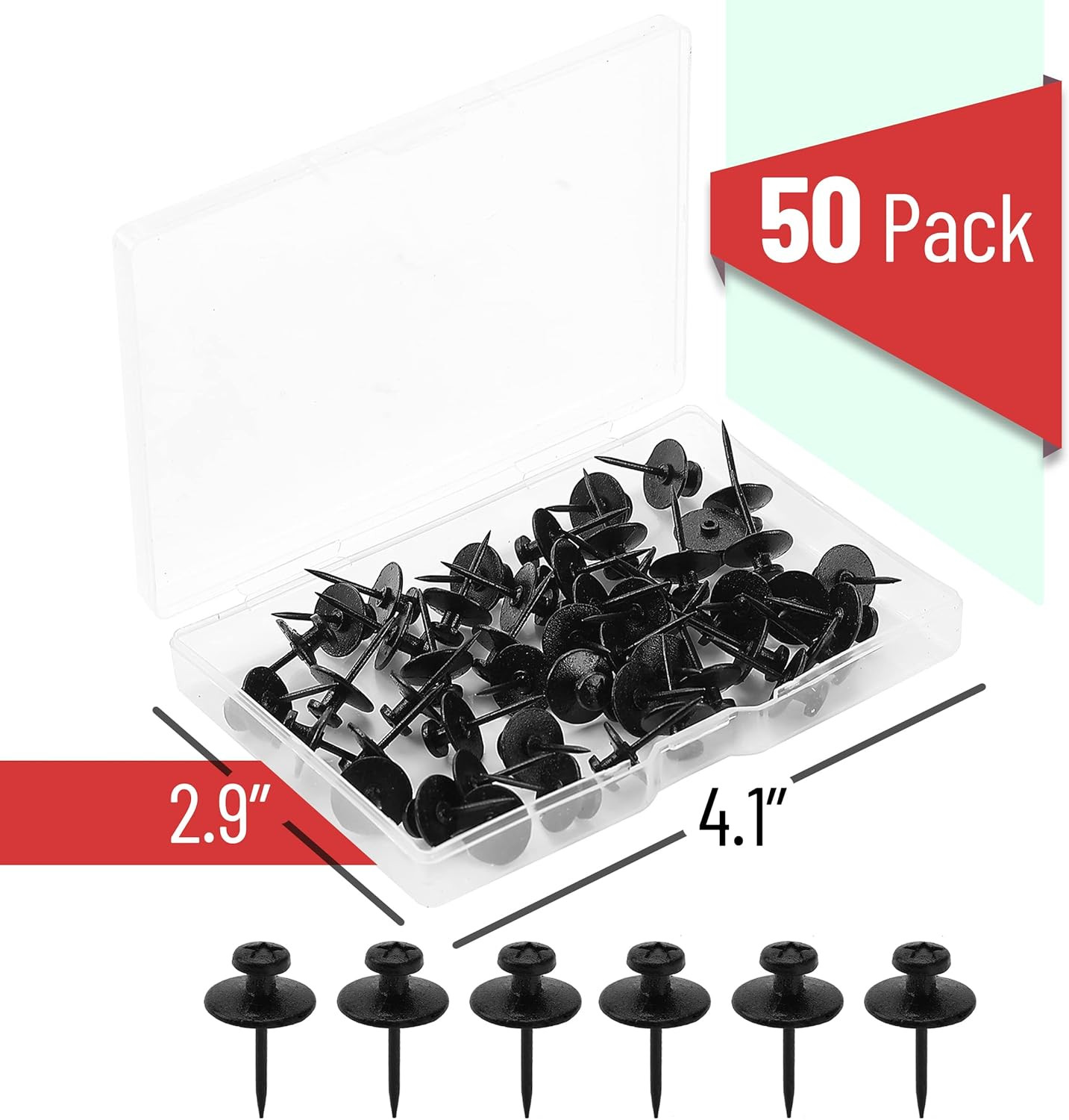 - Double Headed Picture Hanging Nails, 50 Pack, Black, Push Pins for Wall
