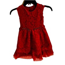 Red Fancy Rare Editions Lacy Satin Tulle 4 T Dress Read Description