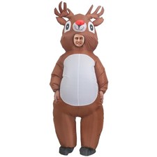IRETG Inflatable red-nosed moose Christmas Costume for Adults Large, Brown