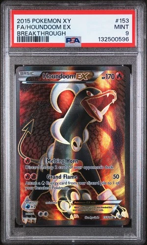 2015 POKEMON XY BREAKTHROUGH #153 FULL ART/HOUNDOOM EX PSA 9